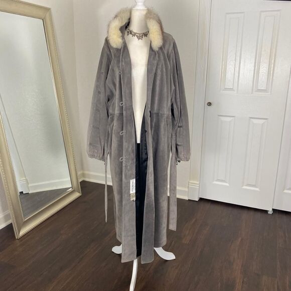 Saks Fifth Avenue Vintage Suede Leather Penny Lane Trench Coat Made in Canada L - Picture 2 of 11